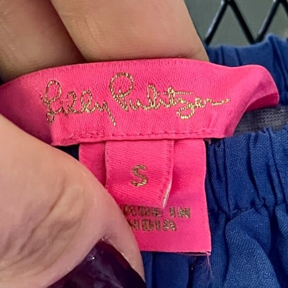 Lilly Pulitzer Kalama Off Shoulder Dress Borealis Blue Lilly Squared NWT Small - Picture 13 of 15